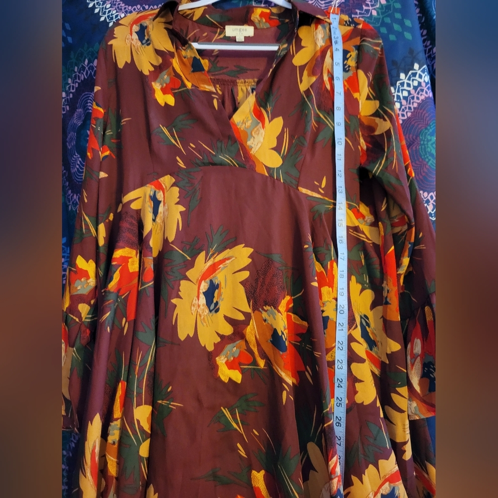 Colorful lady blouse vert boho flowing umgee size l